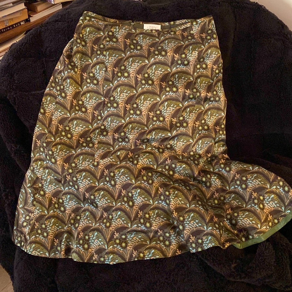 Ann Taylor Loft 100 silk 12 midi skirt